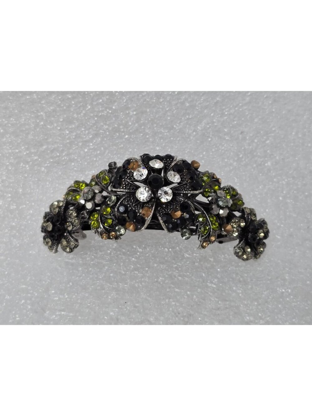 Vintage Clip Paris Ornate Floral Rhinestone Hair Barrette (Missing Stones)